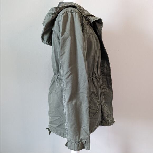 Ambiance Olive Green Hooded Cinched Waist Lightweight Utility Jacket Size Medium - Picture 4 of 9